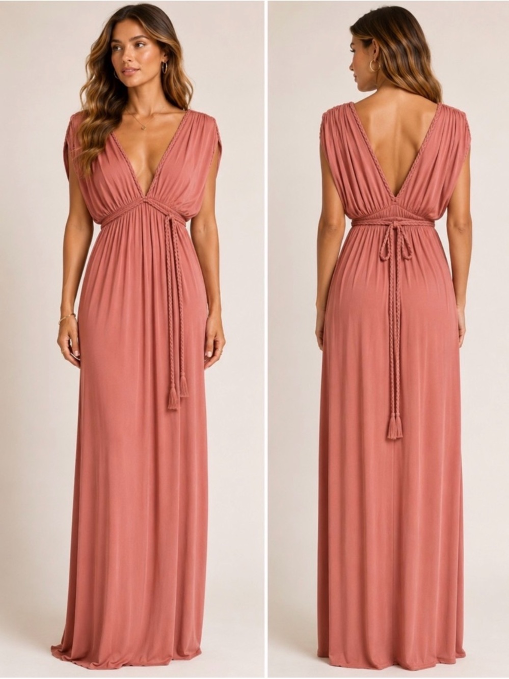 Misa Los Angeles Antigone Coral Maxi Dress Size Medium